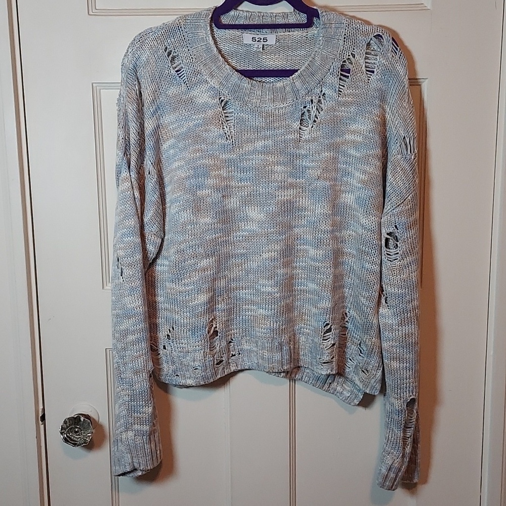 525 America Cotton Distressed Sweater